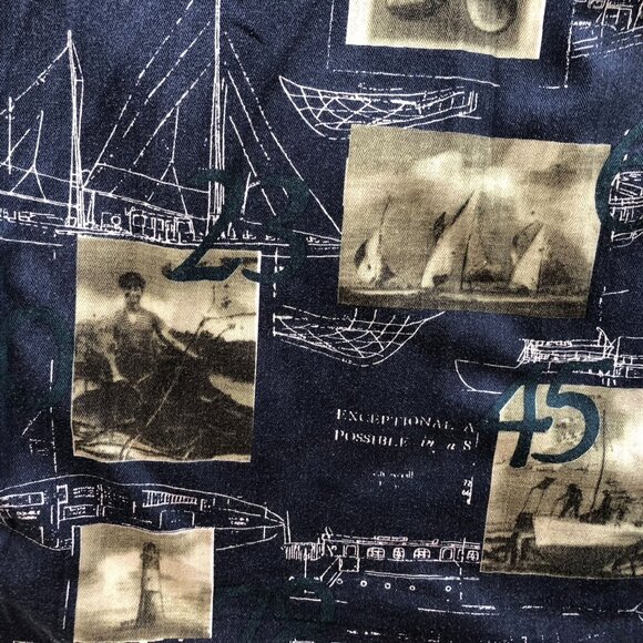 Starts & Stripes Mens Shirt Size XL Long Sleeve Button-Up Nautical Print Retro - Picture 11 of 16